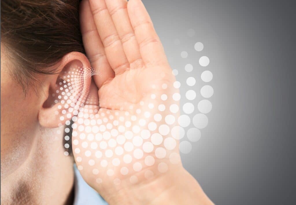 Woman with hearing loss seeking for hearing solutions